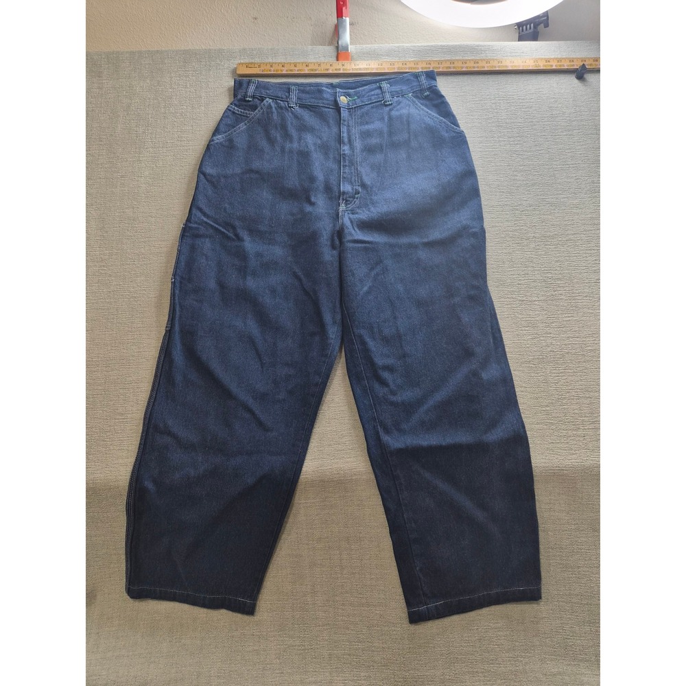 Lady Liberty Carpenter Pants Women 16 Blue Utility Pockets Workwear Straight Leg